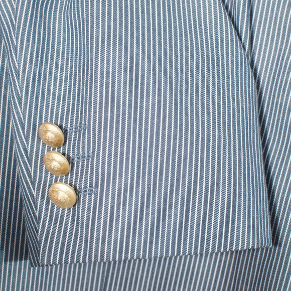 Ed Hardy by Christian Audigier L Men's Sport Coat Blue Stripe Embroidered Cotton - Picture 4 of 8